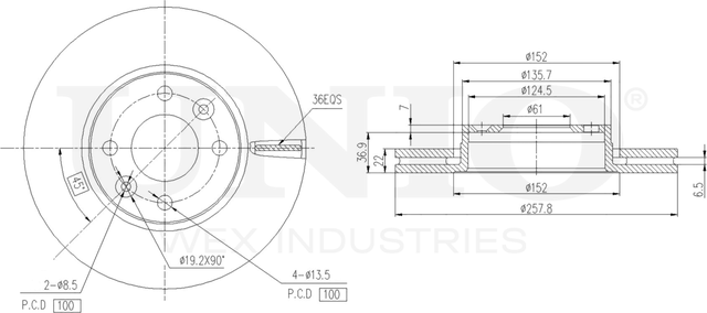 Диск тормозной (Unio). Артикул BRD-20257