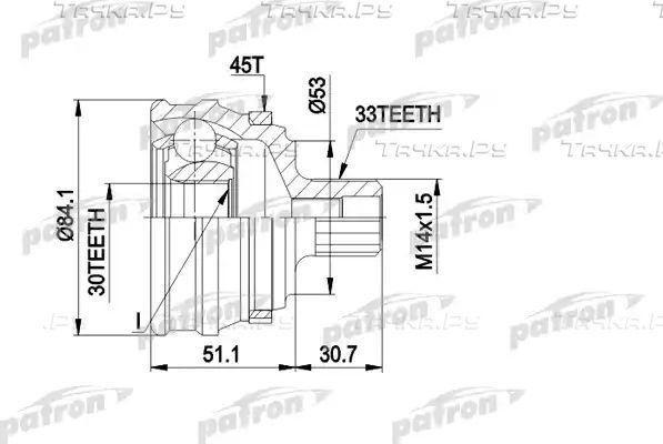 Шрус наружный (граната) Patron. Артикул PCV1122