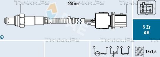 Лямбда-зонд (кислородный датчик) FAE левый для Volvo XC90 I 2002-2006. Артикул 75141