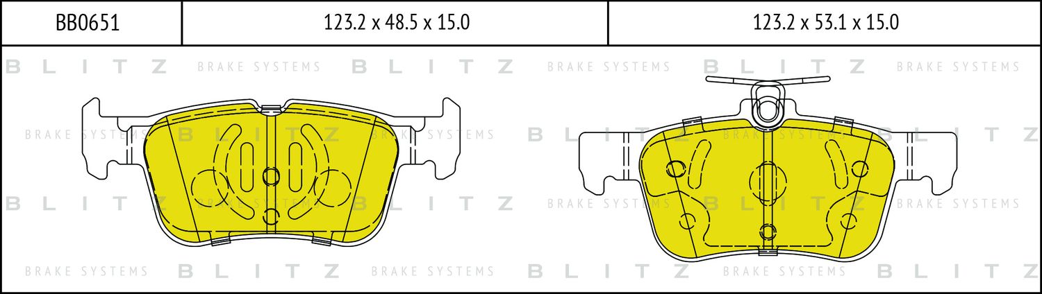 Колодки тормозные дисковые задние (Blitz). Артикул BB0651