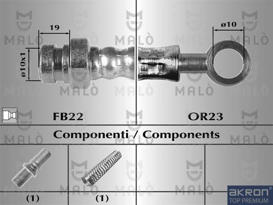 Тормозной шланг Malò передний для Volvo V40 I 1995-2004. Артикул 8694