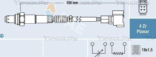 Лямбда-зонд (кислородный датчик) FAE для Suzuki SX4 I (Classic) 2006-2014. Артикул 77603
