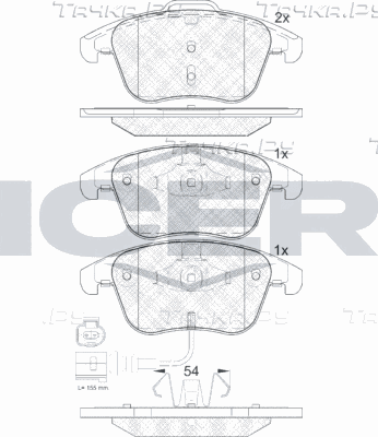 Тормозные колодки Icer передние для Volkswagen Sharan II 2010-2026. Артикул 181923