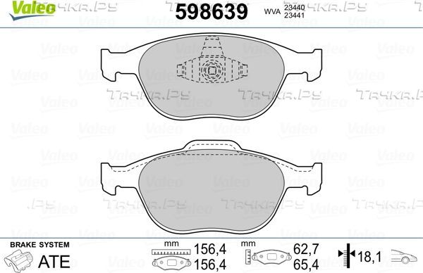 Тормозные колодки Valeo. Артикул 598639