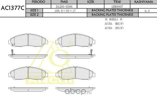 Тормозные колодки ANCHI AC1377C Anchi. Артикул AC1377C