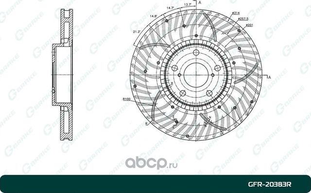 Диск тормозной (G-Brake). Артикул GFR20383R