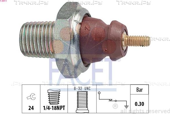 Датчик давления масла Facet Made in Italy - OE Equivalent для Ford Transit Torneo V 1994-2000. Артикул 7.0011