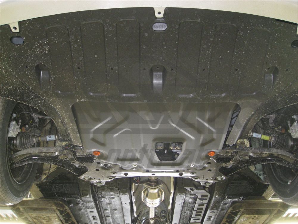 Защита алюминиевая Alfeco для картера и КПП (установка под пыльник) Hyundai Solaris II 2017-2026. Артикул ALF.10.46 AL4