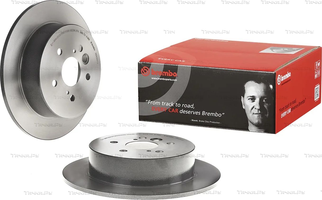 Тормозной диск Brembo PRIME LINE - UV Coated задний для Chery Tiggo 3 I 2014-2026. Артикул 08.A333.11