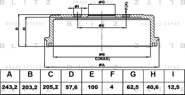 Барабан тормозной HYUNDAI ACCENT/I10/I20 05 (Blitz). Артикул BT0140
