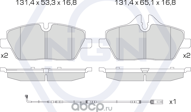 Колодки тормозные керамические, передние (NGN). Артикул 3502097