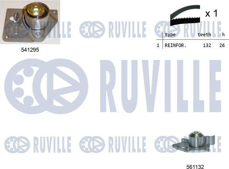Помпа (водяной насос) с комплектом ремня ГРМ Ruville. Артикул 5501131