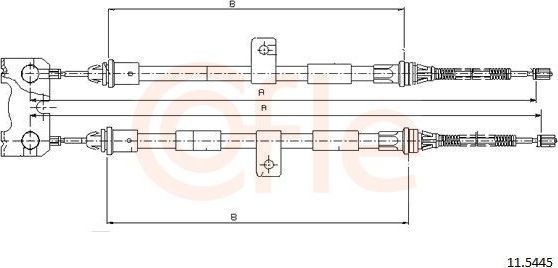Трос ручника (тросик ручного тормоза) Cofle задний для Ford Fiesta IV 1996-2003. Артикул 11.5445