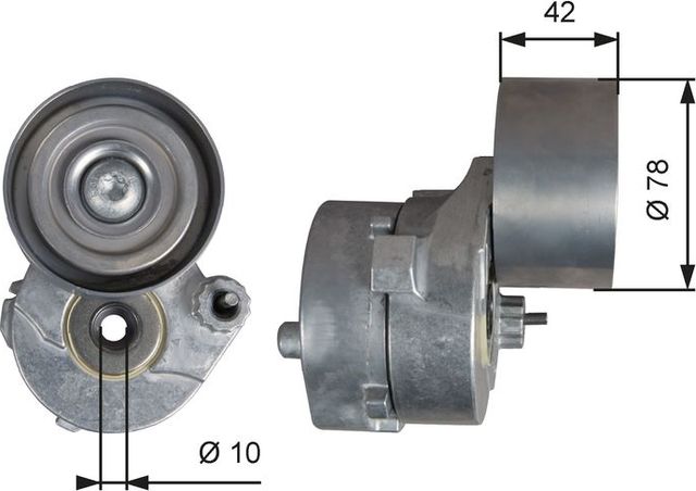 Натяжной ролик (натяжитель) приводного клинового зубчатого ремня (в сборе) Gates (Металл). Артикул T38560