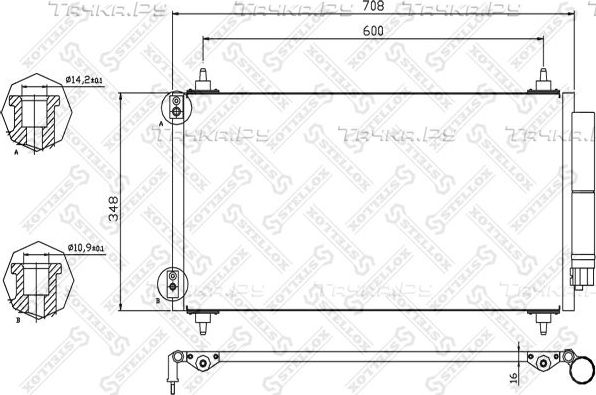 Радиатор кондиционера (конденсатор) Stellox. Артикул 10-45410-SX