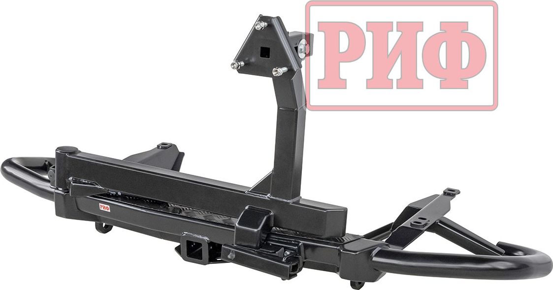 Бампер силовой РИФ задний c квадратом под фаркоп и калиткой для Toyota Land Cruiser Prado 120 2002-2009. Артикул RIF120-21076