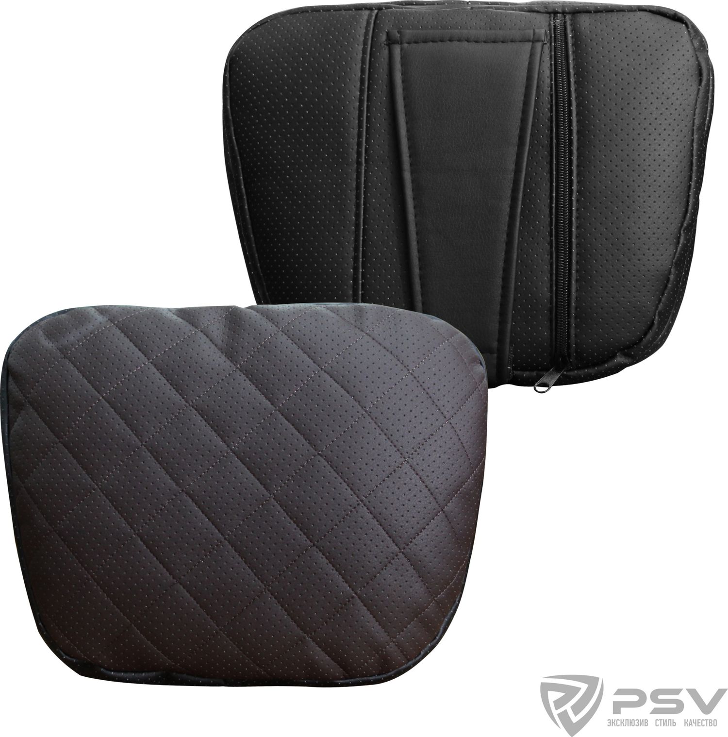 Подушка PSV Lux Way Ромб на подголовник, Темно-коричневый, экокожа. Артикул 132338