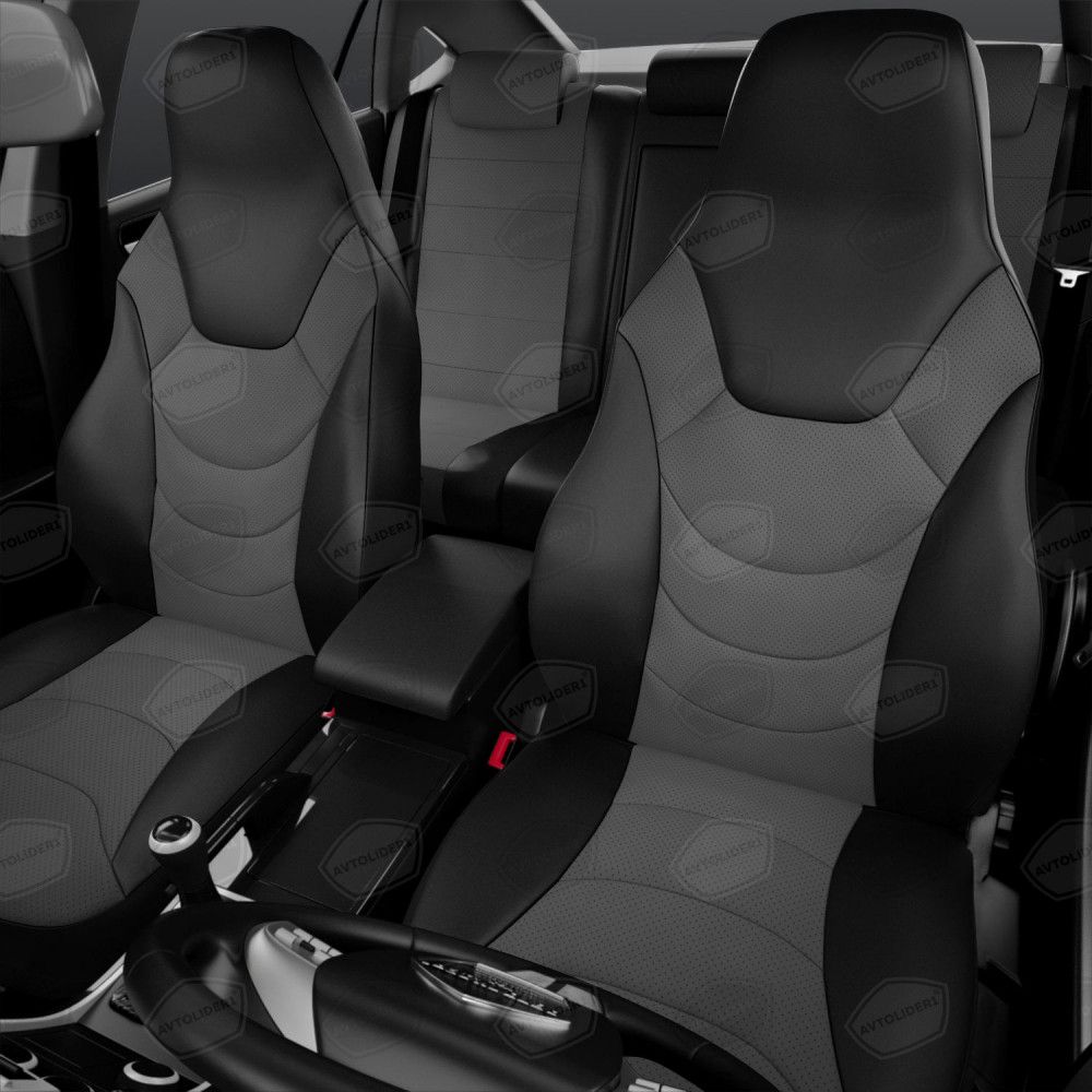 Универсальные чехлы Автолидер на сидения, цвет Черный/Светло-серый. Артикул UREK31-0302