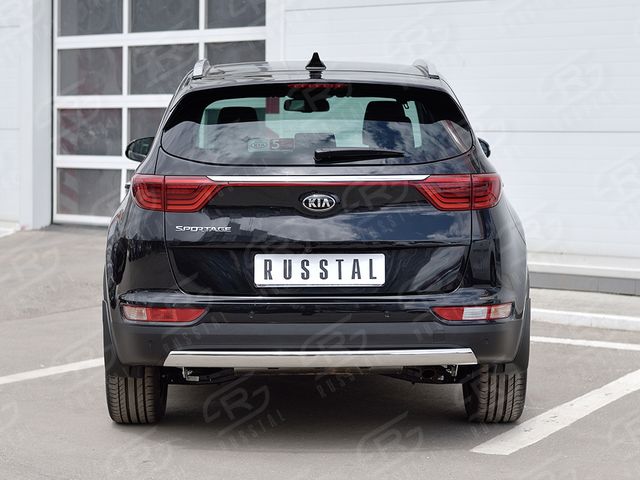 Защита RusStal заднего бампера 75х42 дуга для Kia Sportage IV 2016-2018. Артикул KSZ-002292