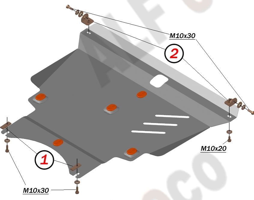 Защита Alfeco для картера и КПП Toyota Matrix I 2001-2008 4WD сборка USA. Артикул ALF.24.84