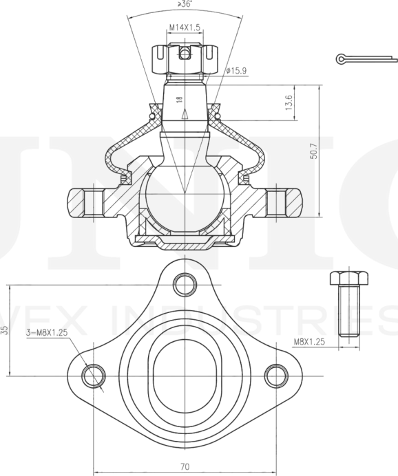 Опора шаровая (Unio). Артикул SSP-20021