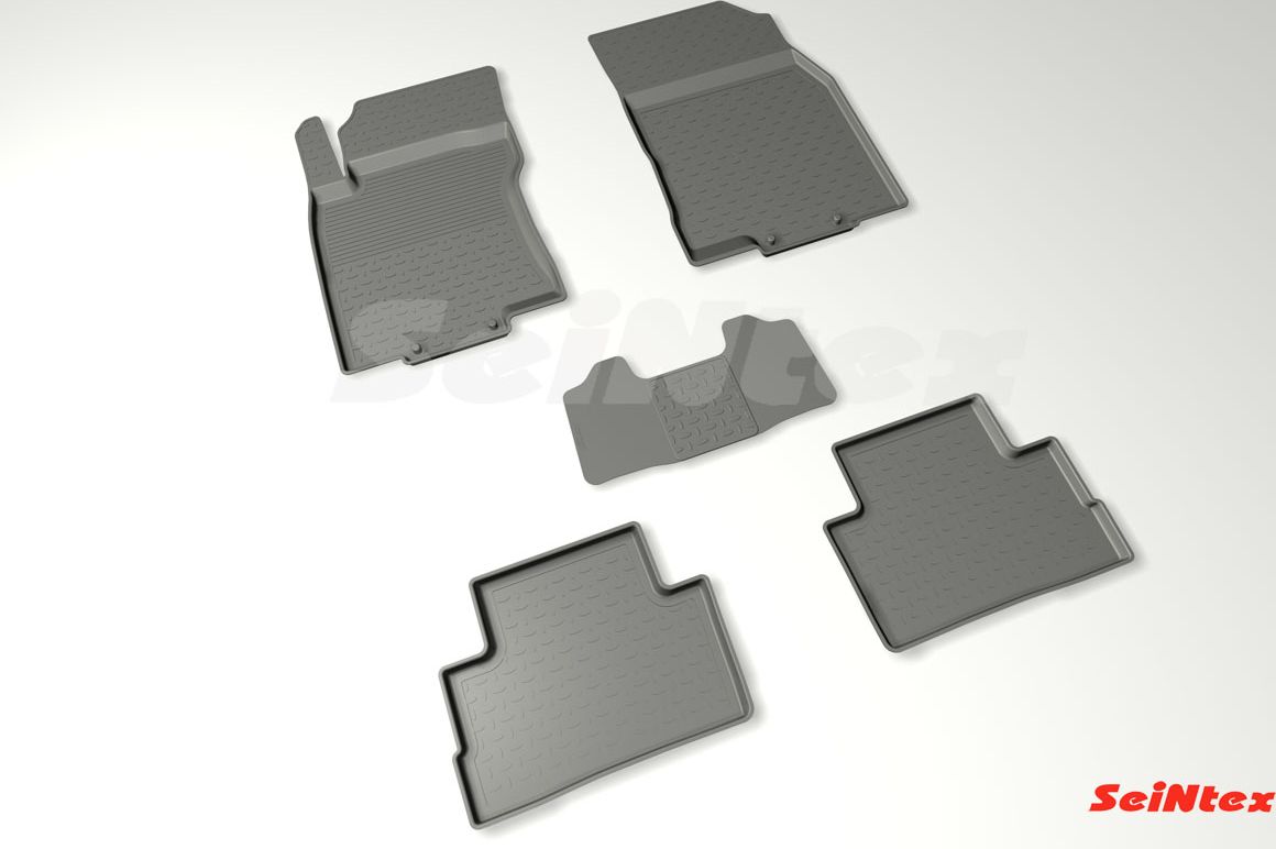 Коврики резиновые Seintex с высоким бортиком для салона Nissan Qashqai II (российская сборка) 2016-2026. Артикул 87065
