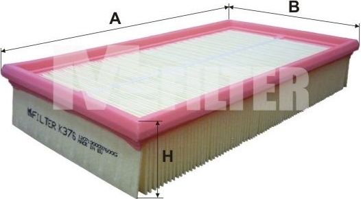 Воздушный фильтр MFilter для Ford Fiesta III 1992-1995. Артикул K 376