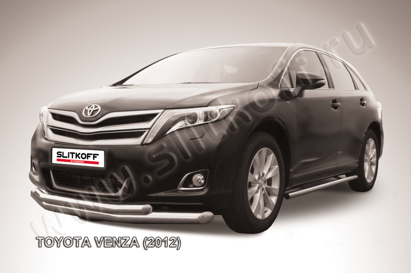 Защита Slitkoff переднего бампера d76/57 двойная для Toyota Venza 2012-2026. Артикул TVEN001