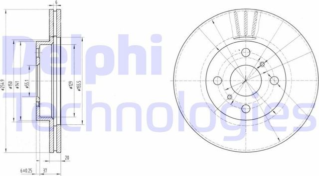 Тормозной диск Delphi передний для Toyota WiLL Cypha 2001-2005. Артикул BG3520