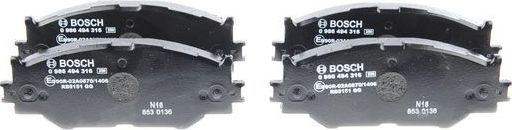 Тормозные колодки Bosch. Артикул 0 986 494 316