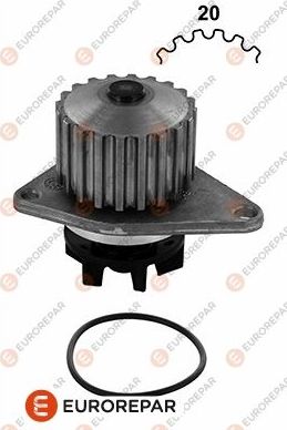 Помпа (водяной насос) Eurorepar (алюминий). Артикул 1637171580