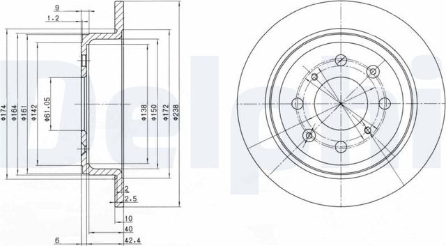 Тормозной диск Delphi задний для Rover 400 I (R8) 1991-1998. Артикул BG2538