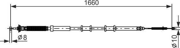 Трос ручника (тросик ручного тормоза) Bosch задний правый для Fiat Punto III Punto Evo 2009-2011. Артикул 1 987 477 973