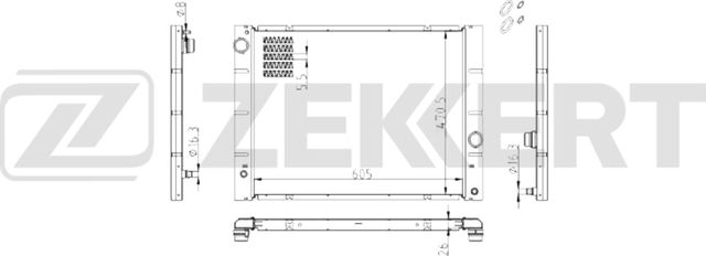 Радиатор охлаждения двигателя Zekkert (алюминий / пластик) для BMW 7 IV (E65/E66) 2005-2008. Артикул MK-1669