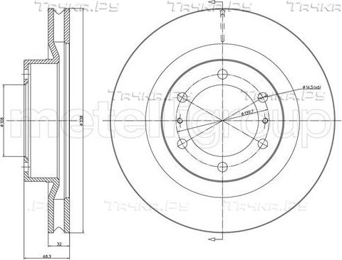 Тормозной диск Trusting передний для Toyota Land Cruiser Prado 150 2009-2026. Артикул DF1464