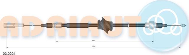 Трос ручника (тросик ручного тормоза) Adriauto задний правый/левый для Audi 200 II (C3) 1988-1991. Артикул 03.0221