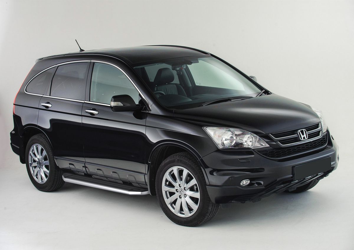 Пороги алюминиевые Rival Premium для Honda CR-V III рестайлинг 2010-2012. Артикул A173ALP.2101.1