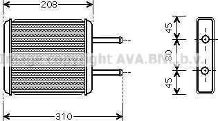 Радиатор отопителя (печки) AVA для Kia Carnival I 1999-2006. Артикул KA6043