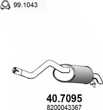 Глушитель (задняя часть) Asso для Renault Symbol ll 2008-2014. Артикул 40.7095