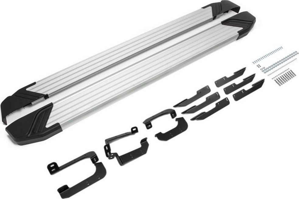 Пороги алюминиевые Rival Silver для Chery Tiggo 4 I рестайлинг 2019-2026. Артикул F173AL.0905.2