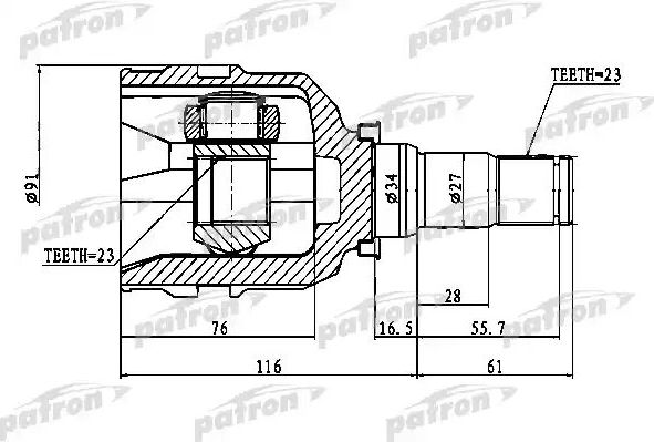 Шрус внутренний (граната) Patron для Toyota Avensis I 1997-1998. Артикул PCV1768