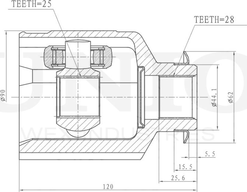 ШРУС внутренний (Unio). Артикул CVJ-30130