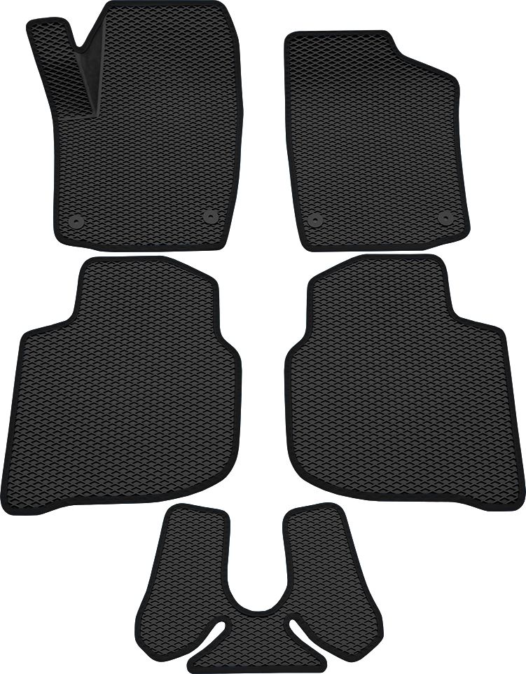 Коврики Rezkon 3D EVA Ромб резиновые для салона Volkswagen Polo VI 2020-2026 Черный кант. Артикул 9235020201