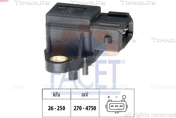 Датчик абсолютного давления (ДАД, MAP) Facet Made in Italy - OE Equivalent для Land Rover Freelander I 2000-2006. Артикул 10.3117