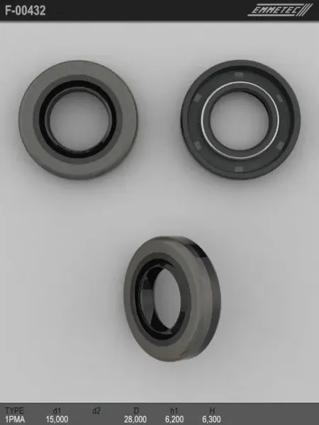 Сальник 15,00/28,00*6,20/6,30 тип 1PMA (Emmetec). Артикул F00432