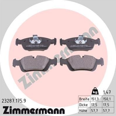Тормозные колодки Zimmermann pb:z. Артикул 23287.175.9
