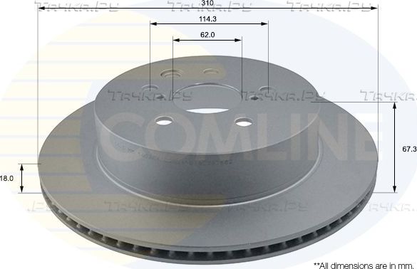 Тормозной диск Comline COATED задний для Lexus IS II 2005-2015. Артикул ADC01123V