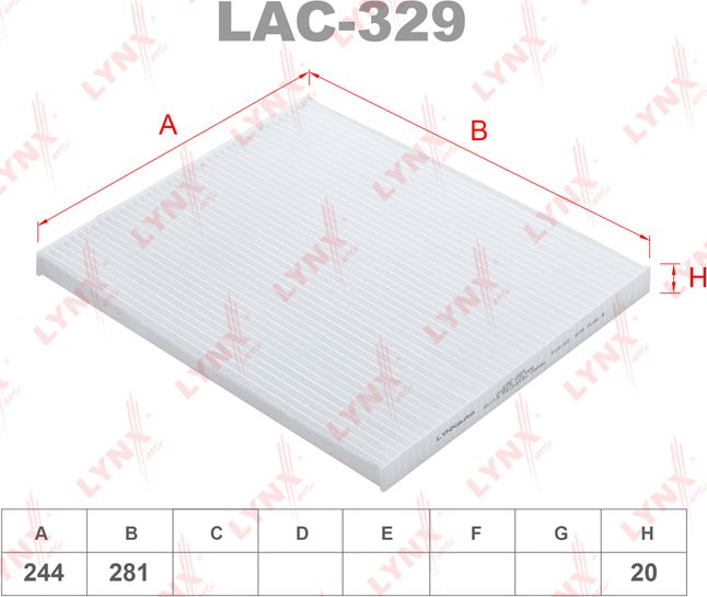 Салонный фильтр LYNXauto. Артикул LAC-329