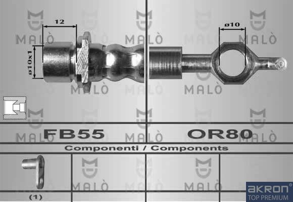 Тормозной шланг Malò передний левый для Lexus ES III 2001-2006. Артикул 80609