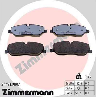 Тормозные колодки Zimmermann rd:z. Артикул 24191.980.1